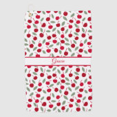 Preppy Cherry Fruit Patroon Golfhanddoek (Voorkant)