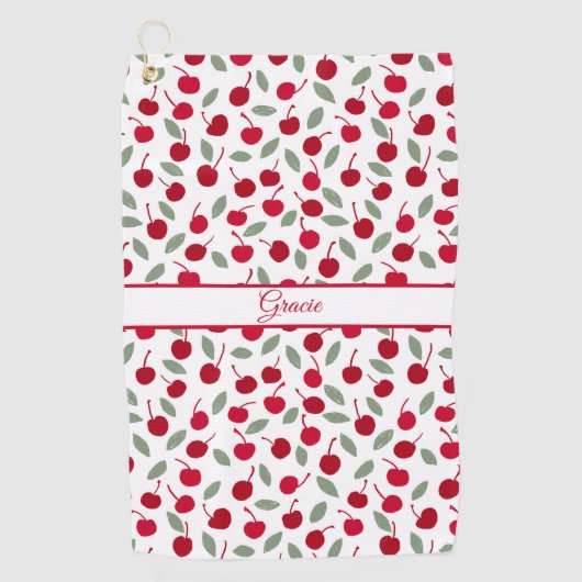Preppy Cherry Fruit Patroon Golfhanddoek (Voorkant)