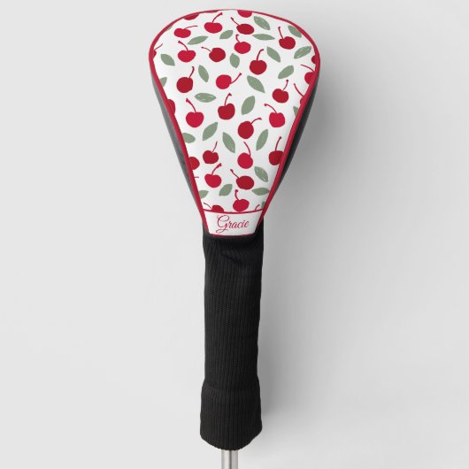 Preppy Cherry Fruit Patroon Golfheadcover (Voorkant)