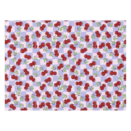 Preppy Cherry schaakbordpatroon Tafelkleed (Voorkant (Horizontaal))