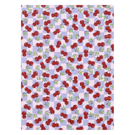 Preppy Cherry schaakbordpatroon Tafelkleed (Voorkant)