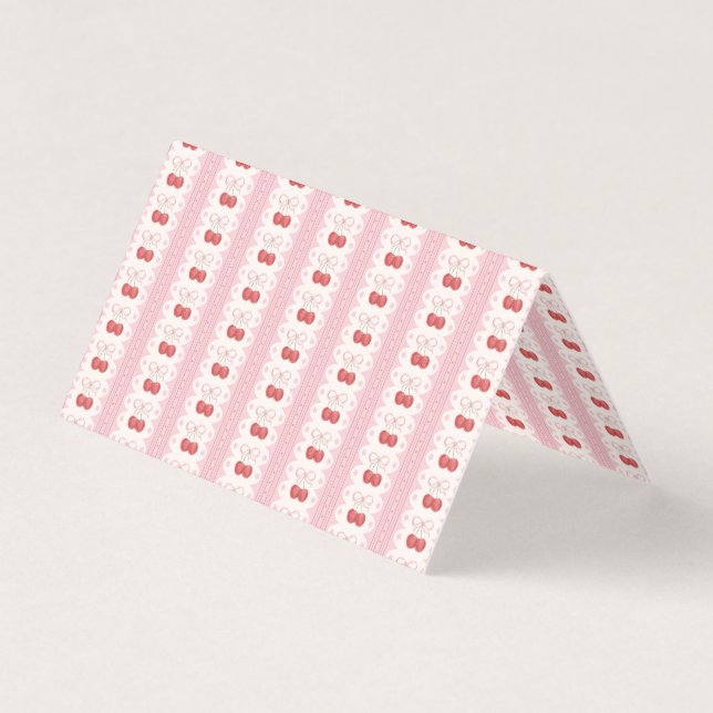 Preppy Cherry Stripes - Pink and Off White Kaart (Voorkant)