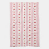 Preppy Cherry Stripes - Pink and Off White Theedoek (Verticaal)