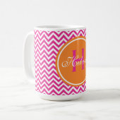 Preppy Chevron in Hot Pink Koffiemok (Voorkant links)