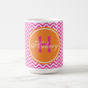 Preppy Chevron in Hot Pink Koffiemok