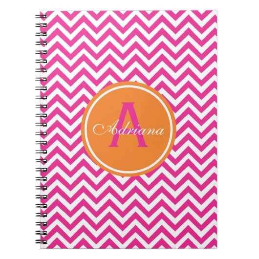 Preppy Chevron in Hot Pink Notitieboek (Voorkant)