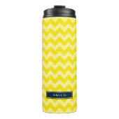 Preppy Chevron in Shades of Yellow Monogram Thermosbeker (Voorkant)