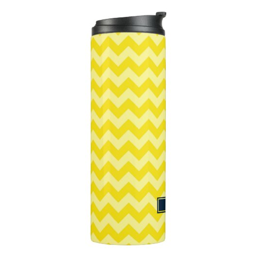 Preppy Chevron in Shades of Yellow Monogram Thermosbeker (Gedraaid links)