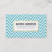 PREPPY CHEVRON patroon gouden logo embleem aqua bl Visitekaartje (Voorkant)