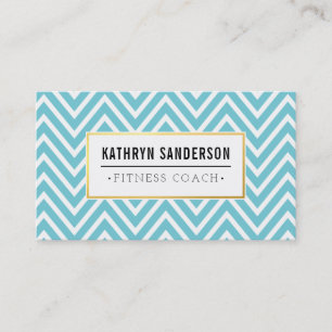 PREPPY CHEVRON patroon gouden logo embleem aqua bl Visitekaartje