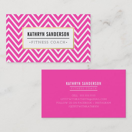 PREPPY CHEVRON patroon gouden logo embleem heet ro Visitekaartje (Voorkant / Achterkant)