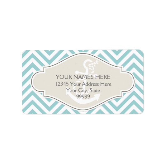 Preppy Chevron Stripe Modern Monogrammed Name Etiket (Voorkant)