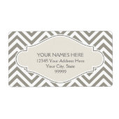 Preppy Chevron Stripe Modern Monogrammed Name Etiket (Voorkant)