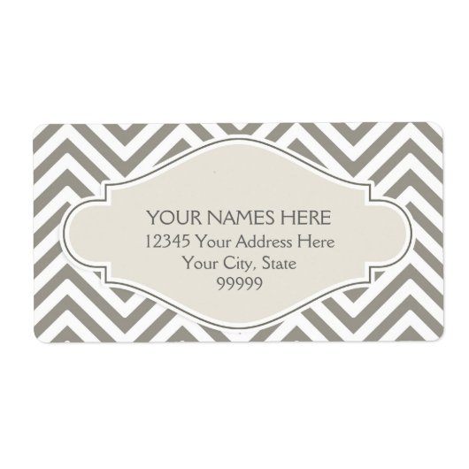 Preppy Chevron Stripe Modern Monogrammed Name Etiket (Voorkant)