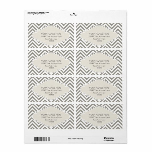 Preppy Chevron Stripe Modern Monogrammed Name Etiket (Full Sheet)
