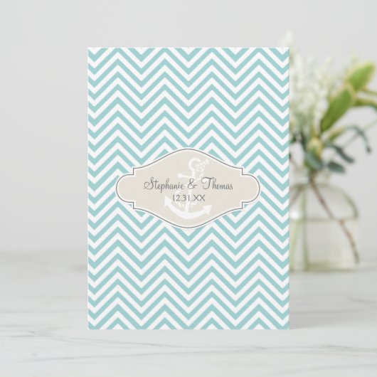Preppy Chevron Stripe Modern Monogrammed Name Menu (Staand voorkant)