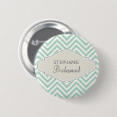 Preppy Chevron Stripe Modern Monogrammed Name Ronde Button 5,7 Cm (Voorkant /achterkant)