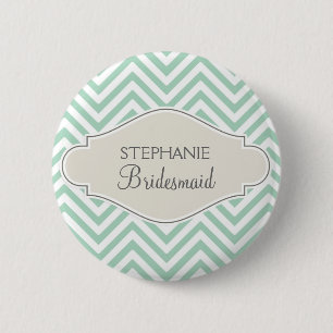 Preppy Chevron Stripe Modern Monogrammed Name Ronde Button 5,7 Cm