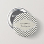 Preppy Chevron Stripe Modern Monogrammed Name Ronde Button 5,7 Cm (Voorkant /achterkant)