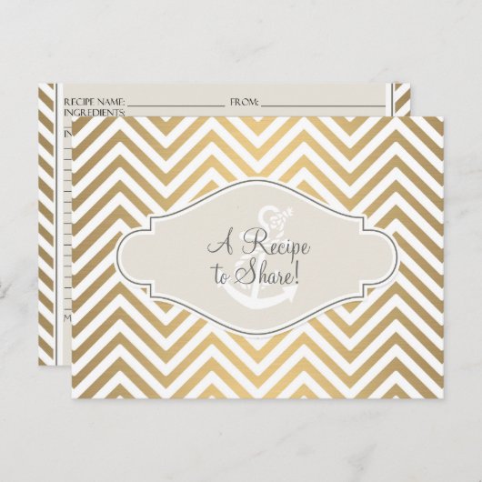 Preppy Chevron Stripe Modern Nautical Anchor Briefkaart (Voorkant / Achterkant)