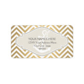 Preppy Chevron Stripe Modern Nautical Anchor Etiket (Voorkant)