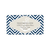 Preppy Chevron Stripe Modern Nautical Anchor Etiket (Voorkant)