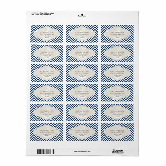 Preppy Chevron Stripe Modern Nautical Anchor Etiket (Full Sheet)