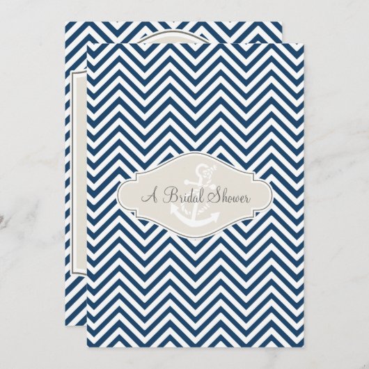 Preppy Chevron Stripe Modern Nautical Anchor Kaart (Voorkant / Achterkant)