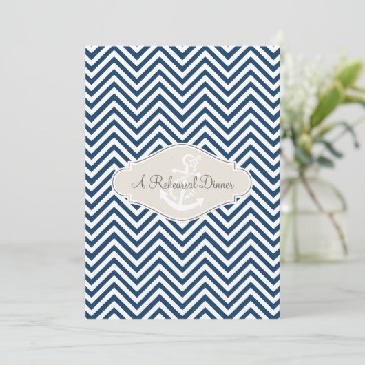 Preppy Chevron Stripe Modern Nautical Anchor Kaart (Staand voorkant)