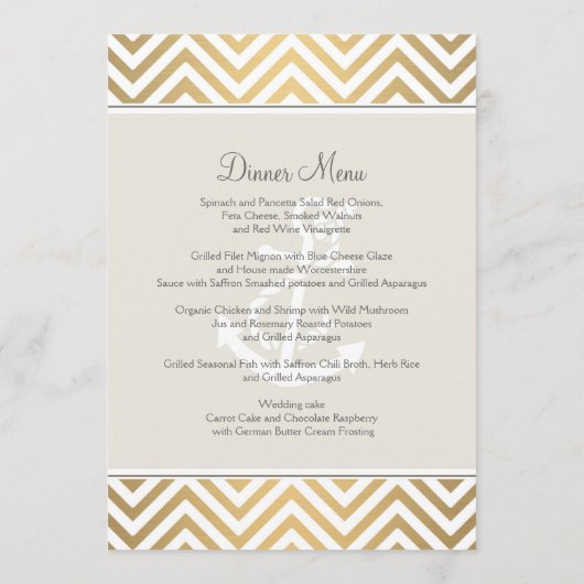 Preppy Chevron Stripe Modern Nautical Anchor Menu (Achterkant)