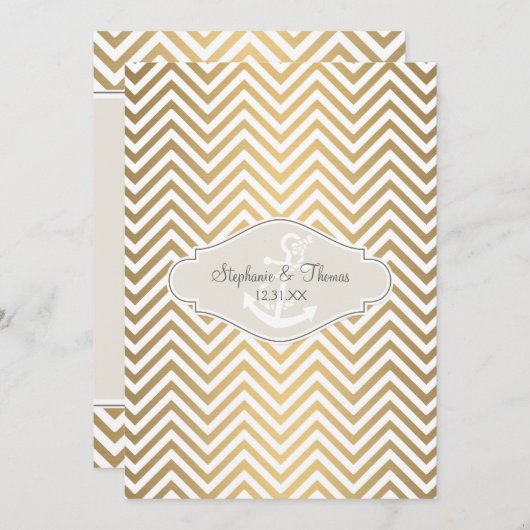 Preppy Chevron Stripe Modern Nautical Anchor Menu (Voorkant / Achterkant)