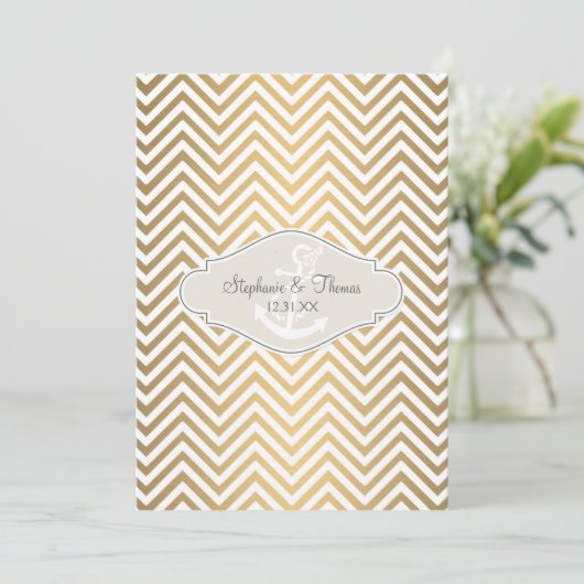 Preppy Chevron Stripe Modern Nautical Anchor Menu (Staand voorkant)