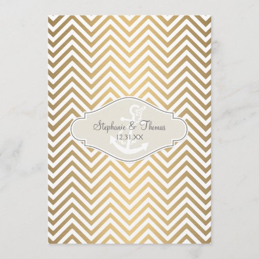 Preppy Chevron Stripe Modern Nautical Anchor Menu (Voorkant)