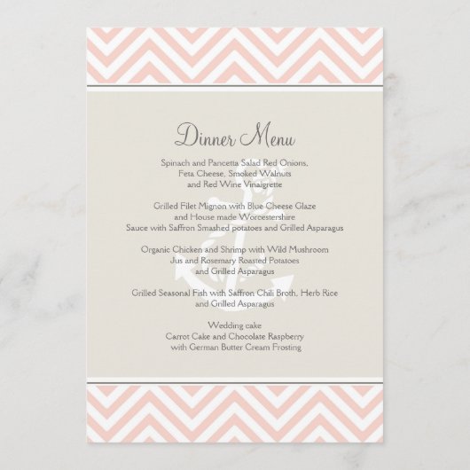 Preppy Chevron Stripe Modern Nautical Anchor Menu (Achterkant)
