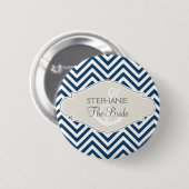 Preppy Chevron Stripe Modern Nautical Anchor Ronde Button 5,7 Cm (Voorkant /achterkant)