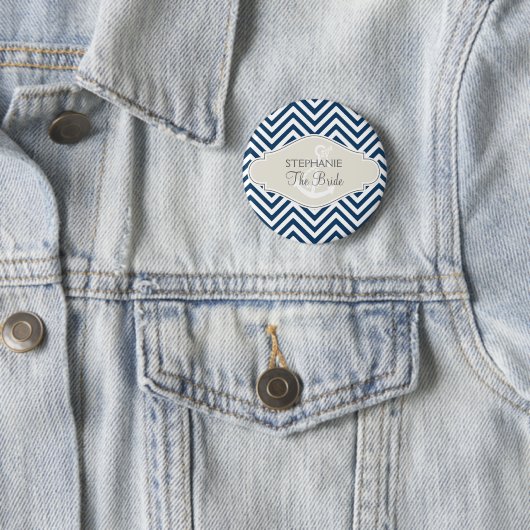 Preppy Chevron Stripe Modern Nautical Anchor Ronde Button 5,7 Cm (In situ)