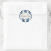 Preppy Chevron Stripe Modern Nautical Anchor Ronde Sticker (Tas)