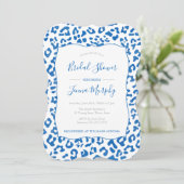 Preppy Chic Blue Leopard Print Vrijgezellenfeest Kaart (Staand voorkant)
