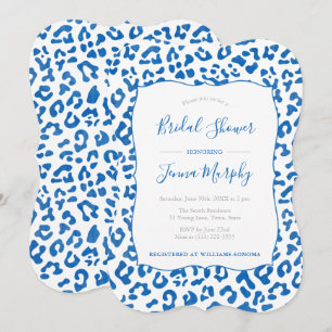 Preppy Chic Blue Leopard Print Vrijgezellenfeest Kaart