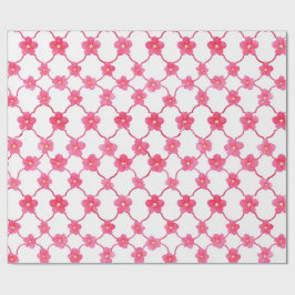 Preppy Chic Ditsy Roze bloemen Cadeaupapier