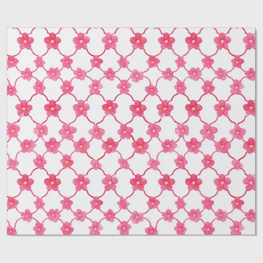 Preppy Chic Ditsy Roze bloemen Cadeaupapier (Vlak)