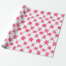 Preppy Chic Ditsy Roze bloemen Cadeaupapier