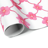 Preppy Chic Ditsy Roze bloemen Cadeaupapier (Rol Hoek)