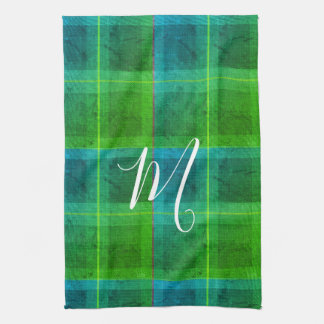 Preppy chic eerste groen & blauw geruit tartan theedoek