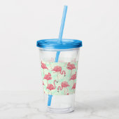 Preppy Chic Elegant Pink Flamingo Pattern Acryl Drinkbeker (Achterkant)