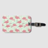Preppy Chic Elegant Pink Flamingo Pattern Bagagelabel (Voorkant (horizontaal))