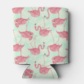 Preppy Chic Elegant Pink Flamingo Pattern Blikjeskoeler (Achterkant)