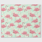 Preppy Chic Elegant Pink Flamingo Pattern Cadeaupapier (Vlak)