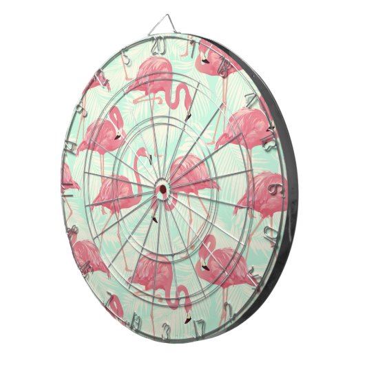 Preppy Chic Elegant Pink Flamingo Pattern Dartbord (Voorkant Rechts)