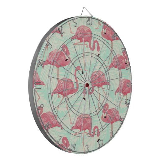 Preppy Chic Elegant Pink Flamingo Pattern Dartbord (Voorkant Links)
